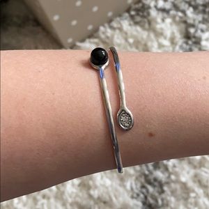 Nomination bangle large w/ black agate & CZ